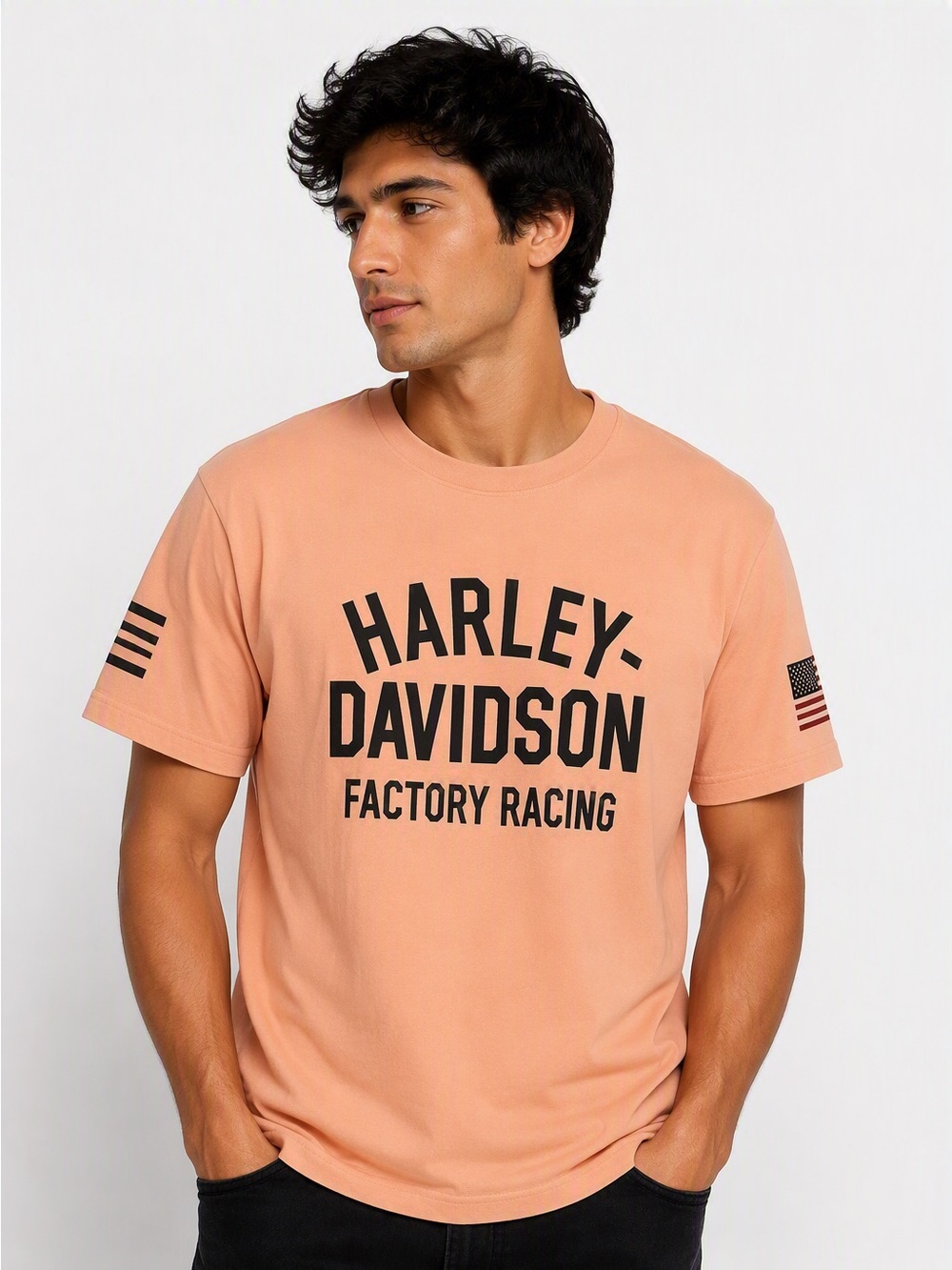 Harley-Davidson Peach Short Sleeve 'Factory Racing' Graphic Tee